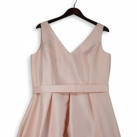 Alfred Sung Blush Satin High-Low Bridesmaid Evening Gown Dress Size 16 D723S - Picture 2 of 11